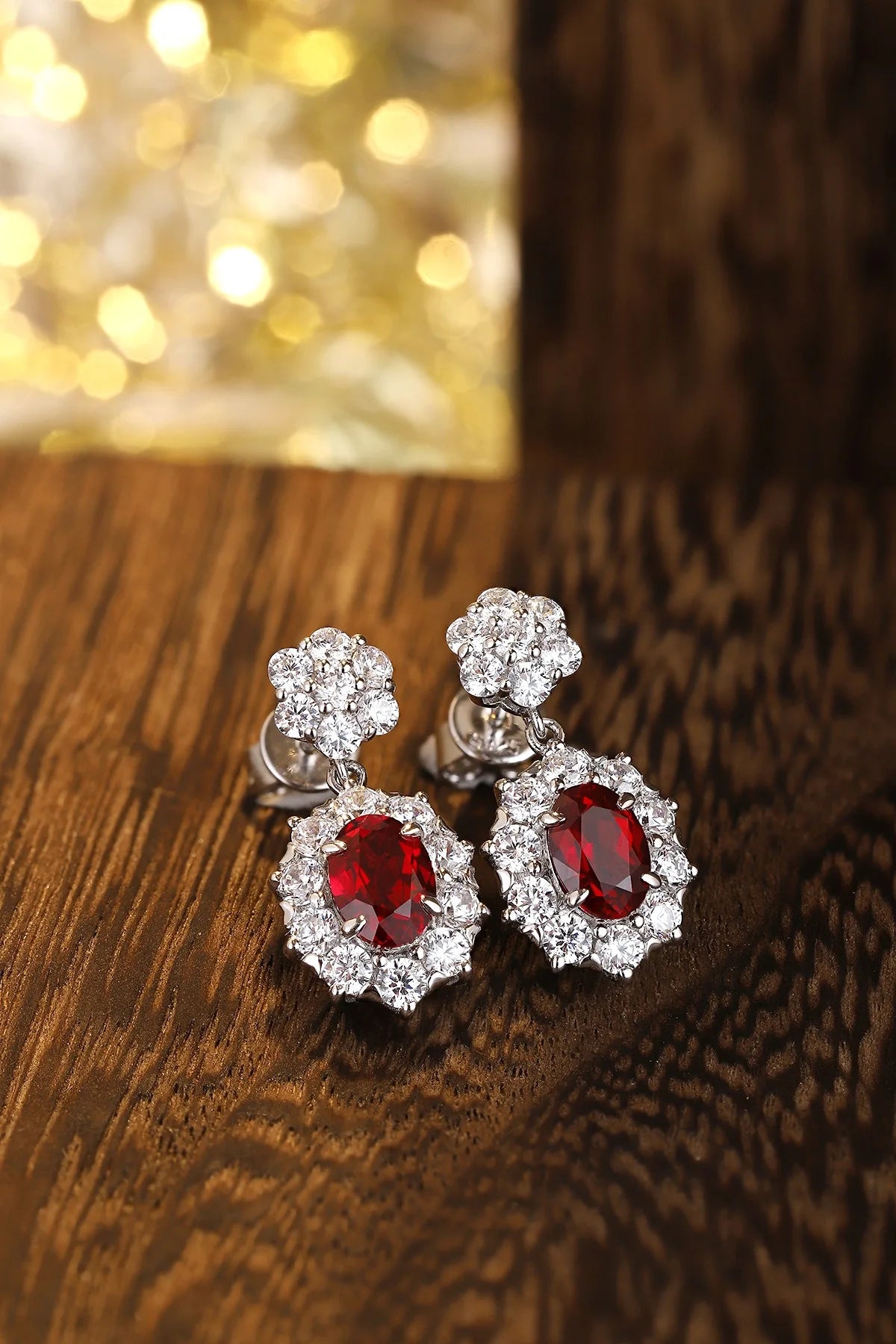 Gemfiori Anster High Quality S925 Lab Grown Ruby Earring Stud Dainty Gemstone Stud Earrings for Women Daily Wear Gift