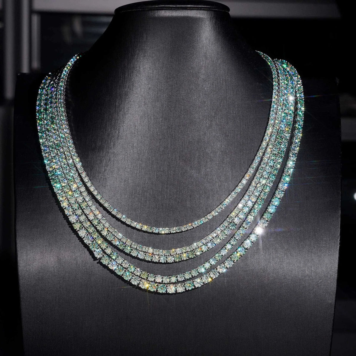 BiG-BOSS Iced Out Rainbow Moissanite Tennis Necklace 925 Silver D VVS1 Hip Hop Chain Pass Diamond Tester GRA Certified Jewelry for Men