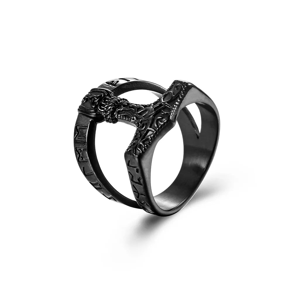 REBEL VIKING Mjolnir Thor Hammer Ring – Stainless Steel