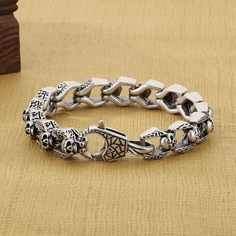 KALEN Premium Jewelry Fashion Bracelets Stainless Steel Punk Skull Links Bracelet Bangle for Men