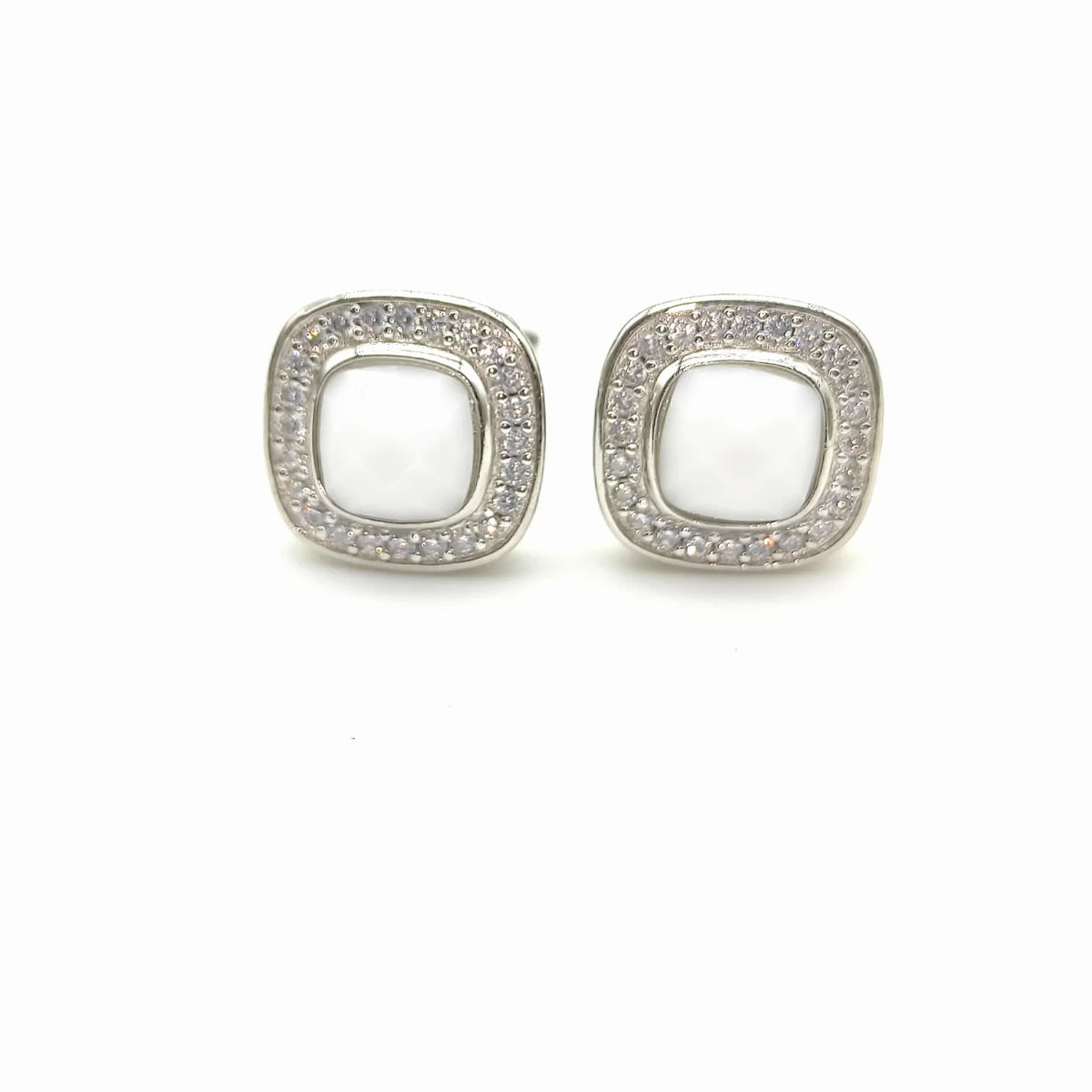 DY High-Quality Silver-Plated 7mm Square Diamond Stud Earrings. Gold-Plated 7mm Colored Gemstone Stud Earrings.Wholesale Jewelry