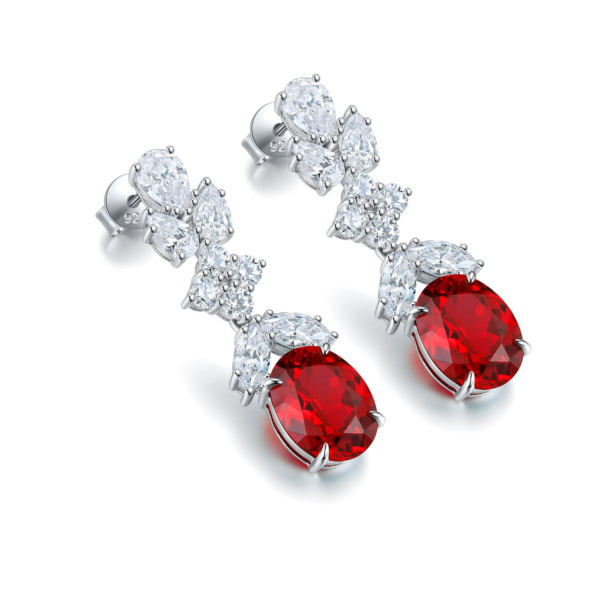 ArtistA Lab Gemstone Jewelry Ruby Gems Ear Drop Silver Jewelry Women Sterling Silver 925 Earrings