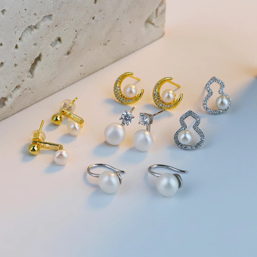 Natural Freshwater Pearl Stud Earrings for Women, Delicate Niche, High-end Earrings, Fashionable  Luxury Temperament Earrings