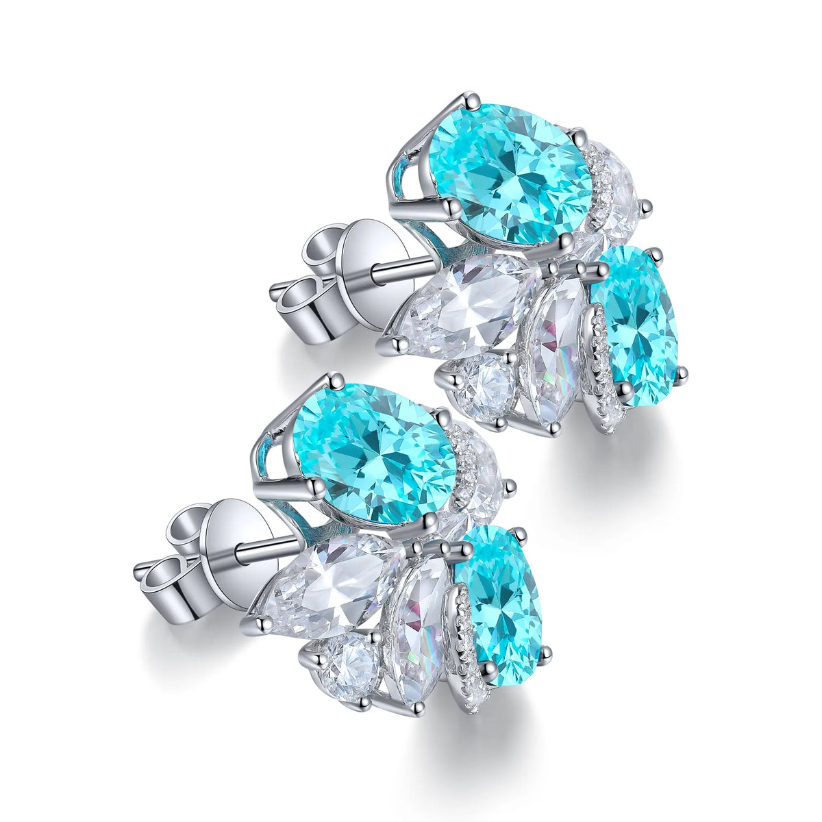 Gemfiori Anster High Quality S925 Lab Grown Paraiba Earring Stud Dainty Gemstone Stud Earrings for Women Daily Wear Gift