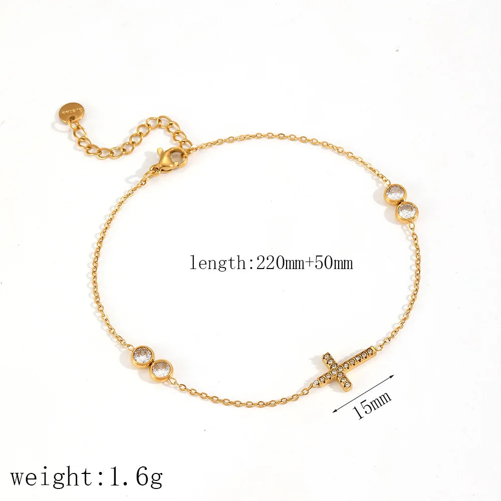 S&S 18K Gold Plated Stainless Steel Zircon Necklace, Bracelet & Anklet | 14 Styles