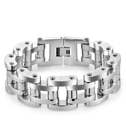 Wholesale Hip Hop 22mm Chunky Wide Mens Bicycle Stainless Steel Anti Tarnish Bangles