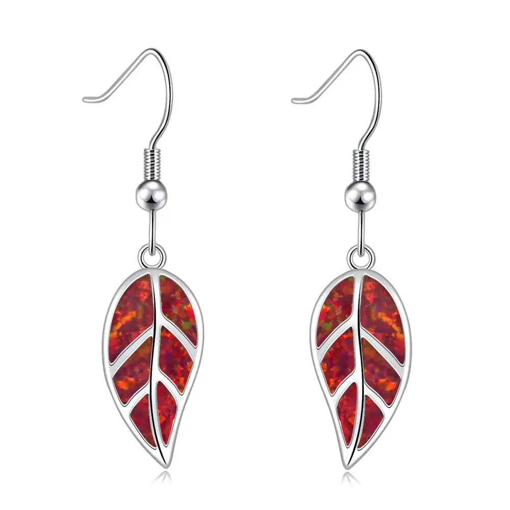 TikTok Viral Ocean Leaf Brass Opal Christian Plant Pendant Earrings Boho Beach Dainty Jewelry