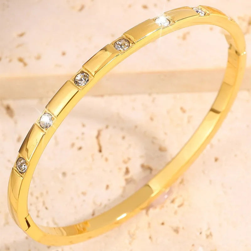 REBEL Stainless Inoxydable Stainless Steel 18K Gold Plated Roman Women Fashion Jewelry Bracelets Bangles