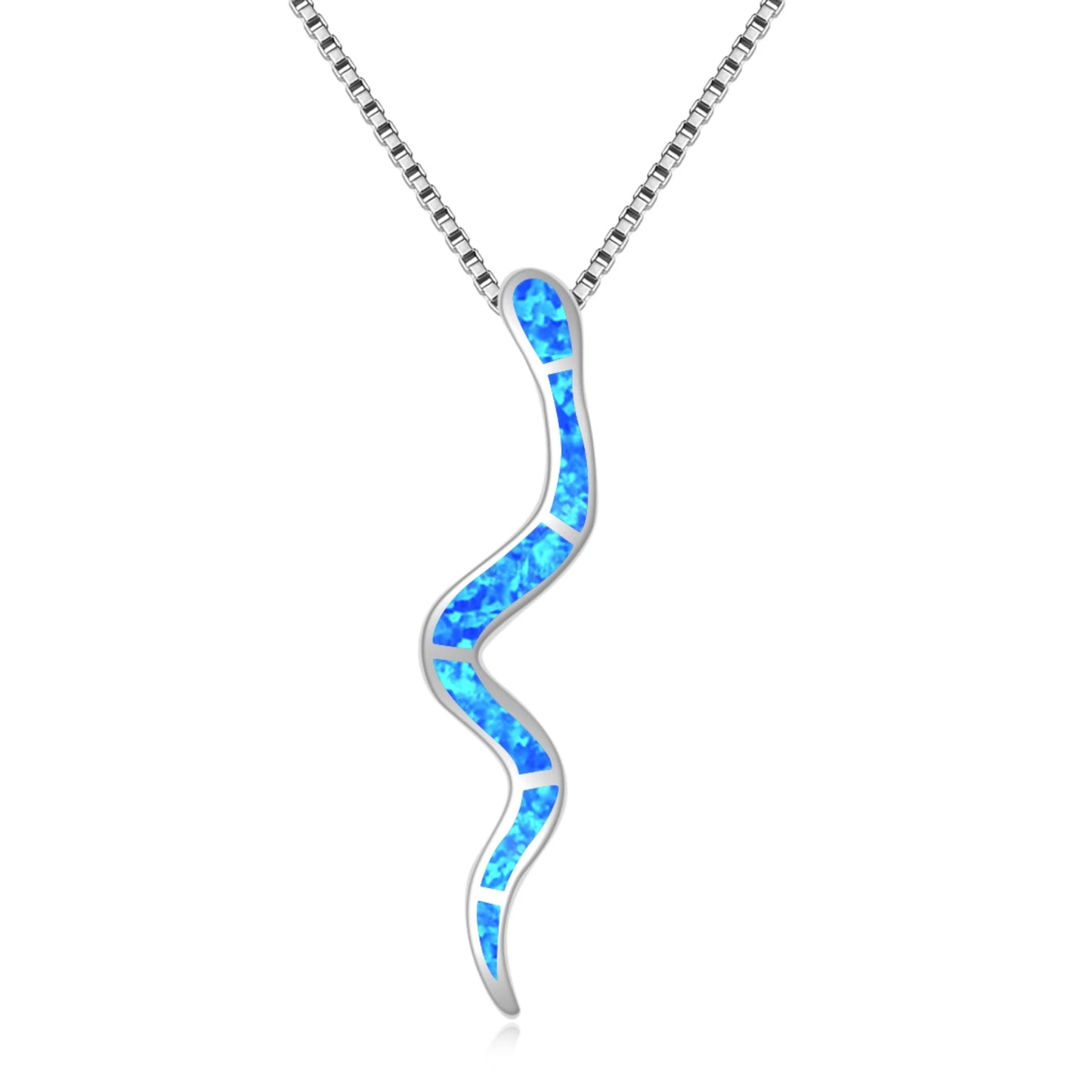 TikTok INS Wind Hawaii Beach Explosion Copper Alloy Opal Snake-Shaped Pendant Necklace Vintage Style Women's Wholesale Silver