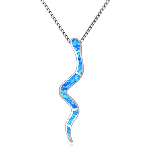 TikTok INS Wind Hawaii Beach Explosion Copper Alloy Opal Snake-Shaped Pendant Necklace Vintage Style Women's Wholesale Silver