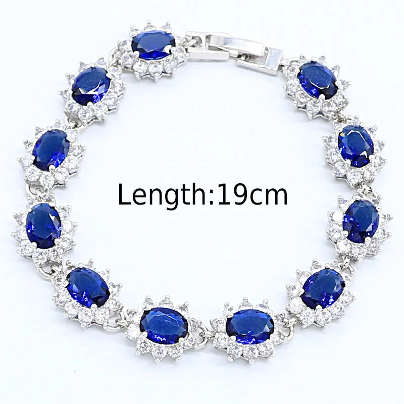XOTICA Classic Sapphire Platinum Plated Bridal Jewelry Sets for Women Engagement Anniversary Wedding Party Gift Set Earrings Bracelet