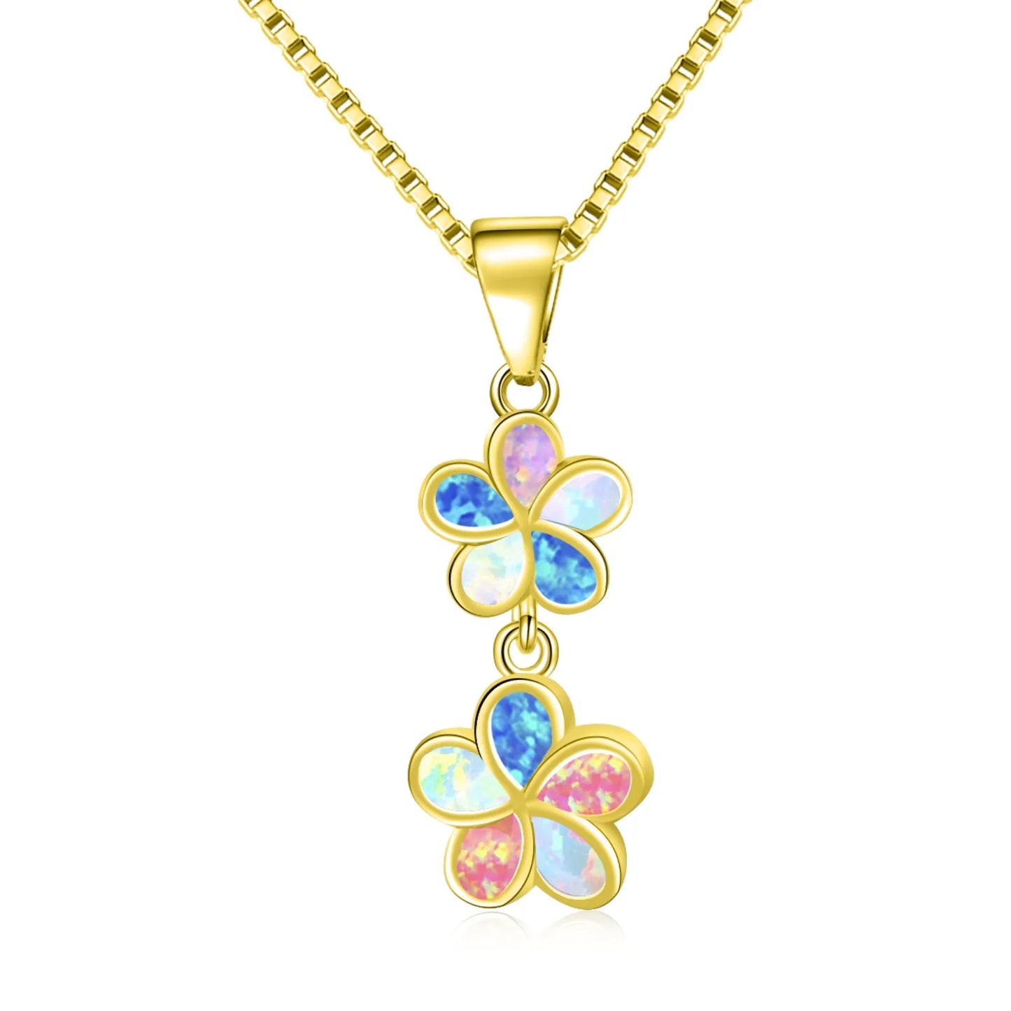 TikTok Ins Trendy Hawaiian Flower Opal Necklace - Boho Chic Pendant Jewelry Wholesale