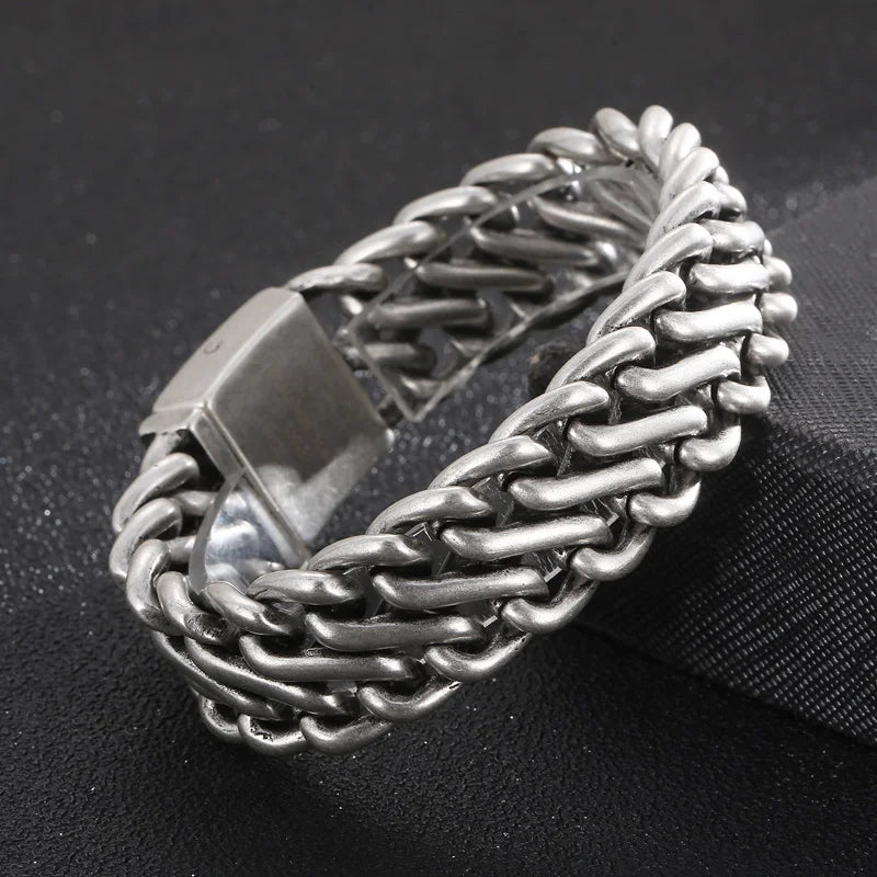 REBEL Casual Mature Matte Surface Stainless Steel Links Bracelets for Man