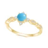 Gemfiori Abiding Classic Design 925 Silver Yellow Gold Plated Turquoise Rings Stacking Synthetic Gemstone Turquoise Ring in Stock