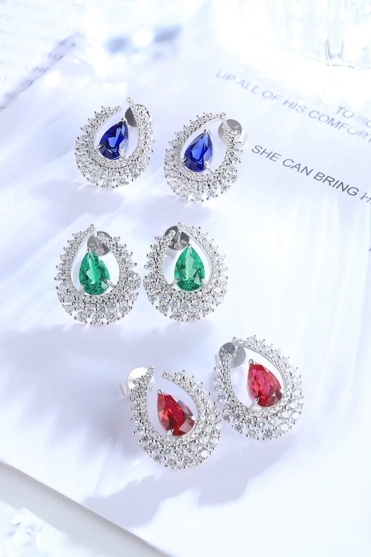 Gemfiori Fine Jewelry Lab Grown Emerald Earrings Stud Classic Women Earrings S925 Sterling Silver