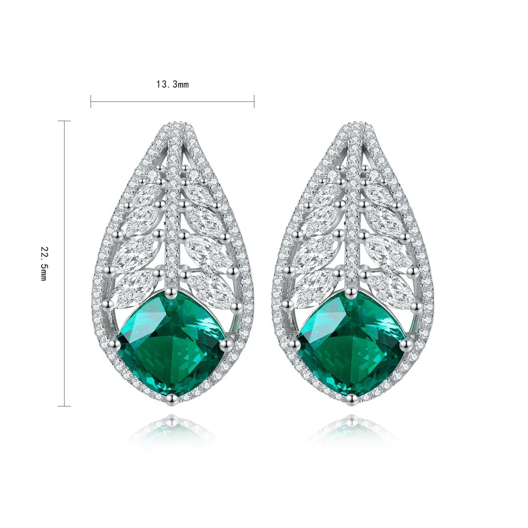 Gemfiori Anster High Quality S925 Lab Grown Emerald Earring Stud Dainty Gemstone Stud Earrings for Women Daily Wear Gift