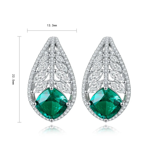Gemfiori Anster High Quality S925 Lab Grown Emerald Earring Stud Dainty Gemstone Stud Earrings for Women Daily Wear Gift