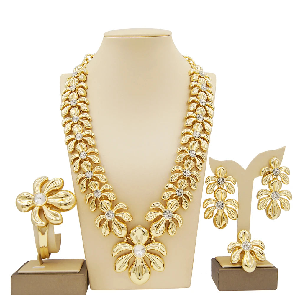Zhuerrui Pendant Bangle Earrings Ring Chain Jewelry Set Italian Bridal Jewelry Set Women's Necklace Jewelry Set H00485