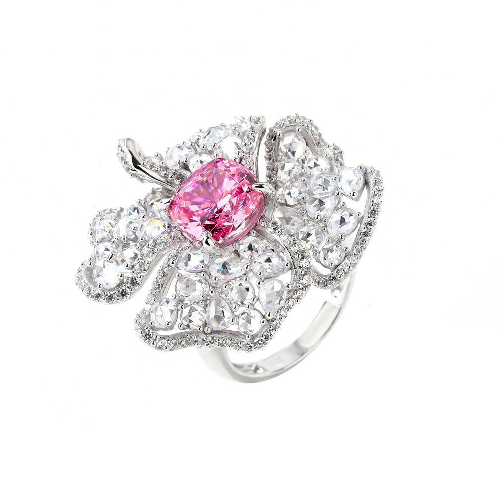 MuShan Jewelry Factory S925 Sterling Silver Rose Cut Petal Ring Light Luxury and High End Accessory European and American Style