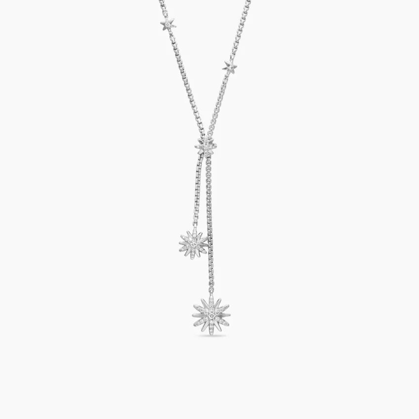 DY High-Quality Silver-Plated Star and Diamond Necklace. Gold-Plated Diamond Necklace. Jewelry Wholesale.