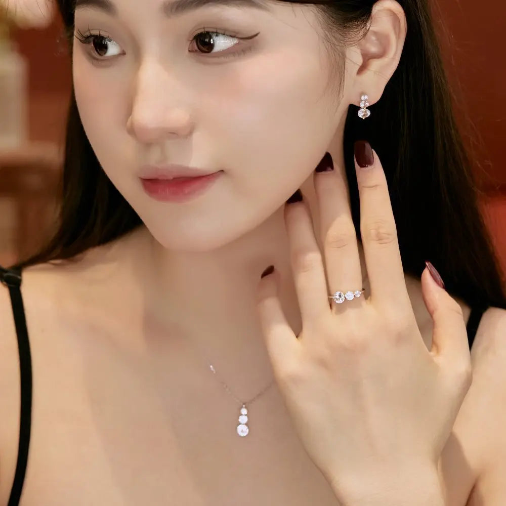 S&S 925 Silver Minimalist Jewellery Set | Necklace, Earrings & Ring