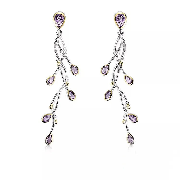 Ladies Thailand 925 Sterling Silver Vintage Hanging Pendant Earrings for Wedding & Party Gifts