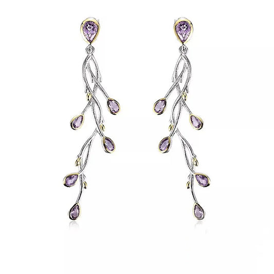 Ladies Thailand 925 Sterling Silver Vintage Hanging Pendant Earrings for Wedding & Party Gifts