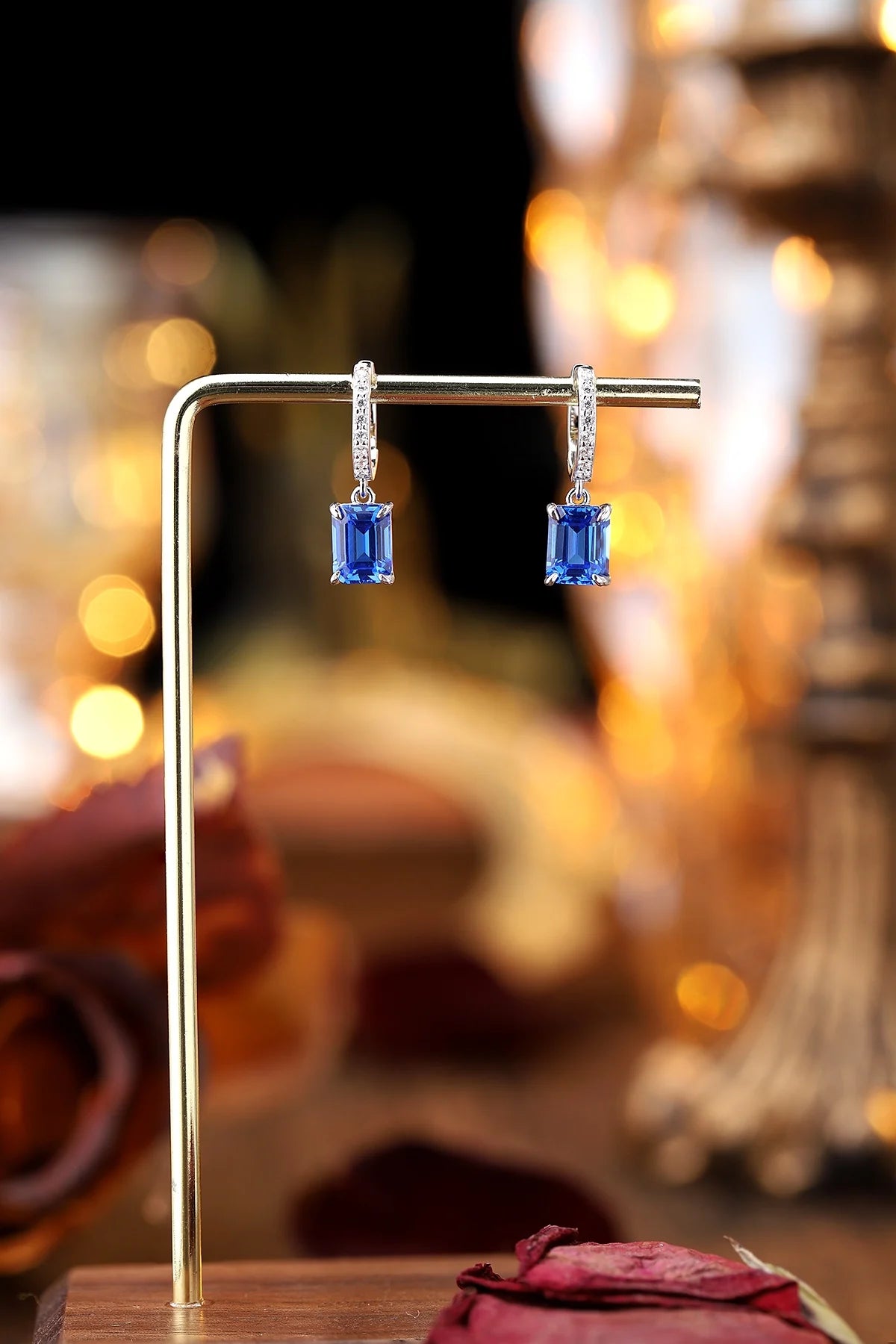 Gemfiori Anster High Quality S925 Lab Grown Cobalt Spinel Earring Stud Dainty Gemstone Stud Earrings for Women Daily Wear Gift