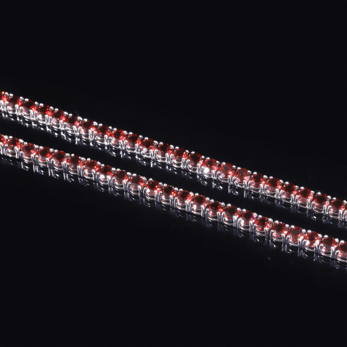 Gemfiori Abiding Factory Selling Hip Hop Jewelry Round 5mm 20 Inches Clavicle Chain Stacking Natural Garnet Tennis Chain S925