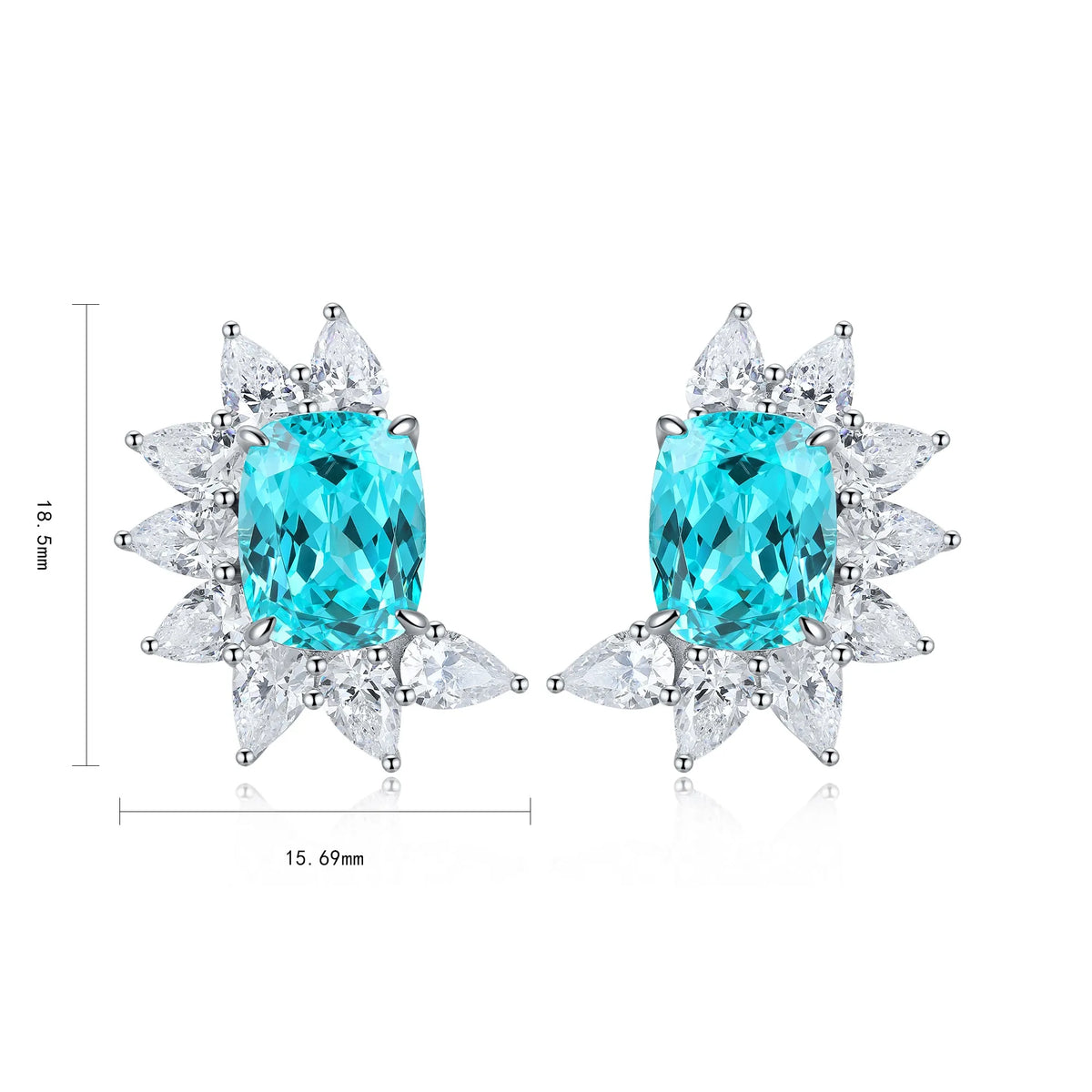Gemfiori Anster High Quality S925 Lab Grown Paraiba Earring Stud Dainty Gemstone Stud Earrings for Women Daily Wear Gift