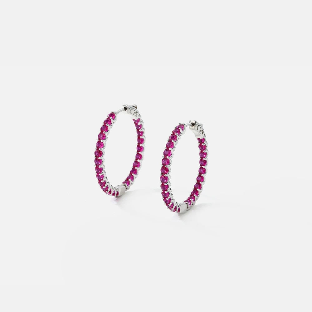 MUSHAN Jewelry Factory Pure Silver Earrings With Large Circles Set With High Carbon Diamonds Are Popular and Simple Accessory