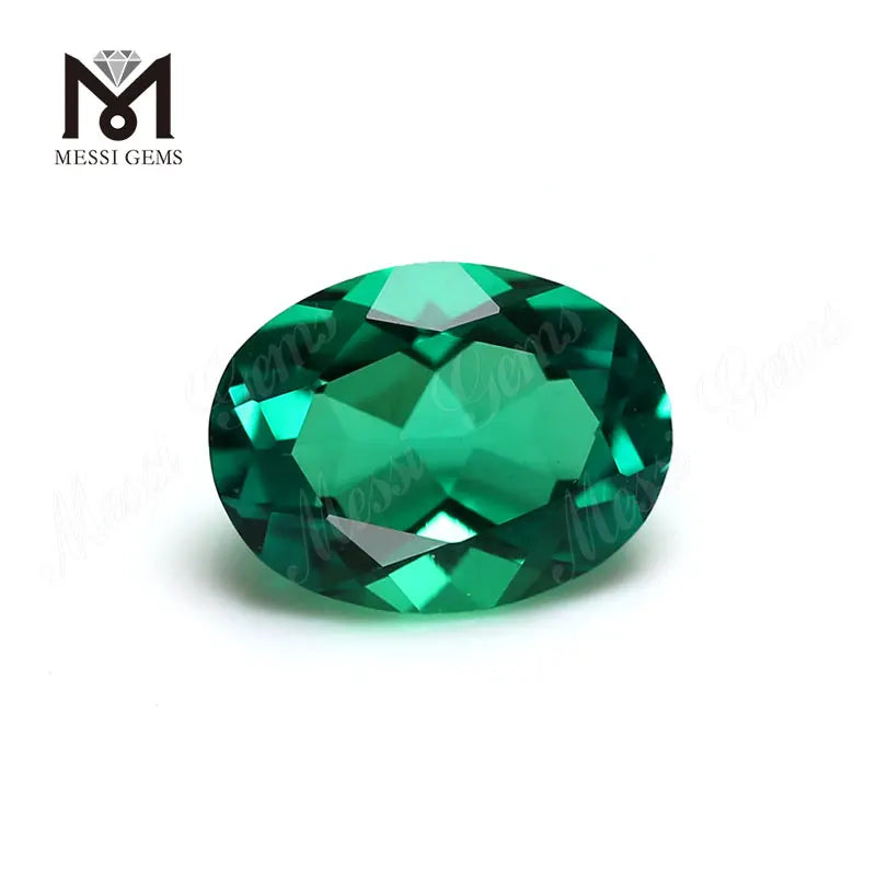 Gemfiori Messi Jewelry Oval Shape Synthetic Emerald Stones With Moissanite Diamond 14k/18k Gold Bolo Bracelet