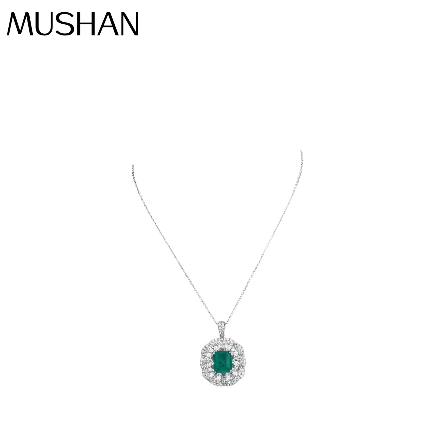 MUSHAN Jewelry Factory Grandmother Green Necklace Pure Silver Jewelry High End Necklace Exuding Sense of Sophistication