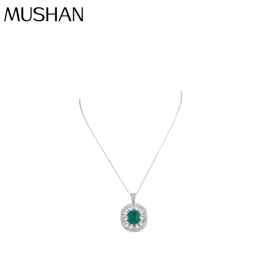 MUSHAN Jewelry Factory Grandmother Green Necklace Pure Silver Jewelry High End Necklace Exuding Sense of Sophistication