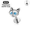 G23 Titanium Triangle Heart Fox Tragus Cartilage Helix Daith Piercing Stud Earrings for Women 16G CZ Ear Stud Pierc Body Jewelry