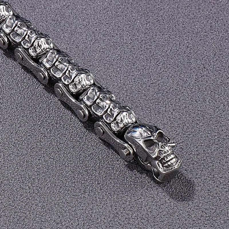 KALEN Skeleton Punk Stainless Steel Fashion Bracelets Bangles Skull Links Bracelet for Men