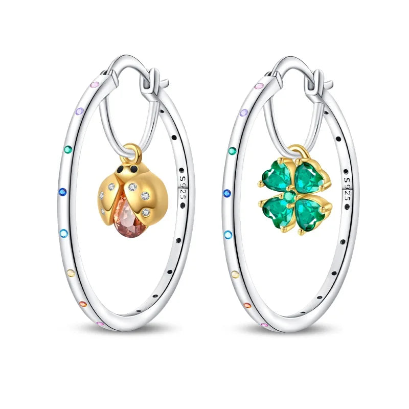 S&S Four Leaf Clover Zircon & Enamel 925 Silver Jewellery | Rings, Earrings, Bracelet & Pendant | S&S Collection