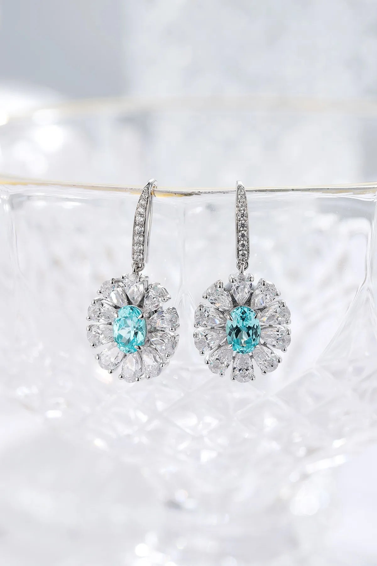Gemfiori Anster High Quality S925 Lab Grown Paraiba Earring Stud Dainty Gemstone Stud Earrings for Women Daily Wear Gift