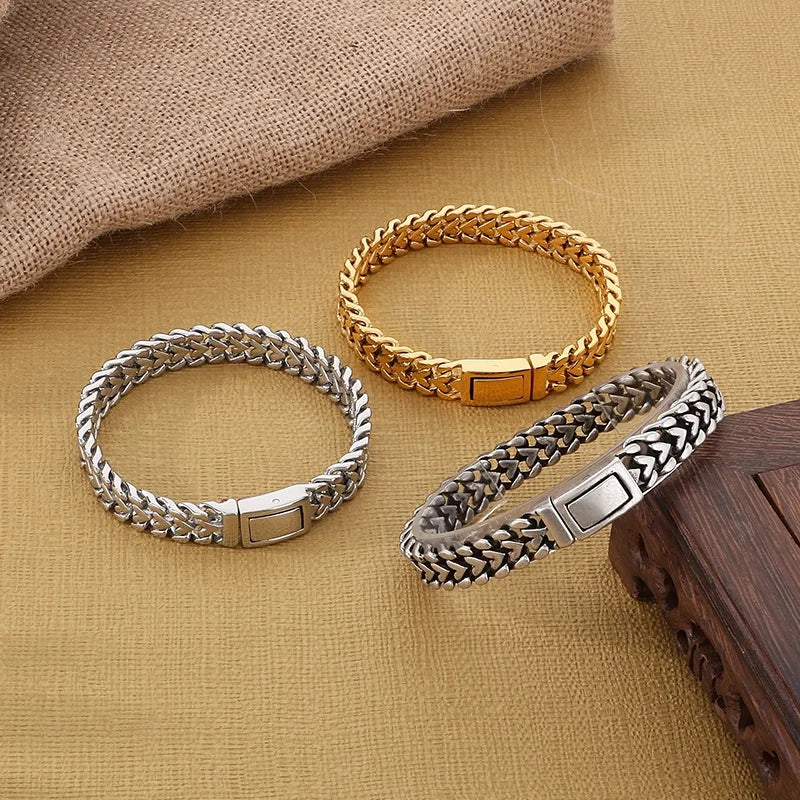 KALEN 210mm Vintage Stainless Steel Bracelet Love Heart Chain Men Bracelet