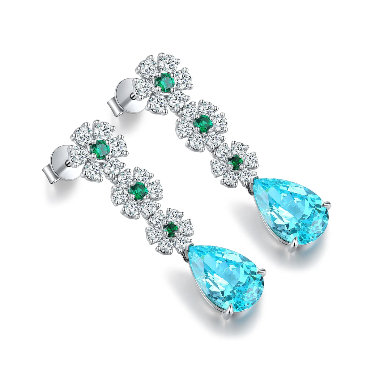 Gemfiori Anster High Quality S925 Lab Grown Paraiba Earring Stud Dainty Gemstone Stud Earrings for Women Daily Wear Gift