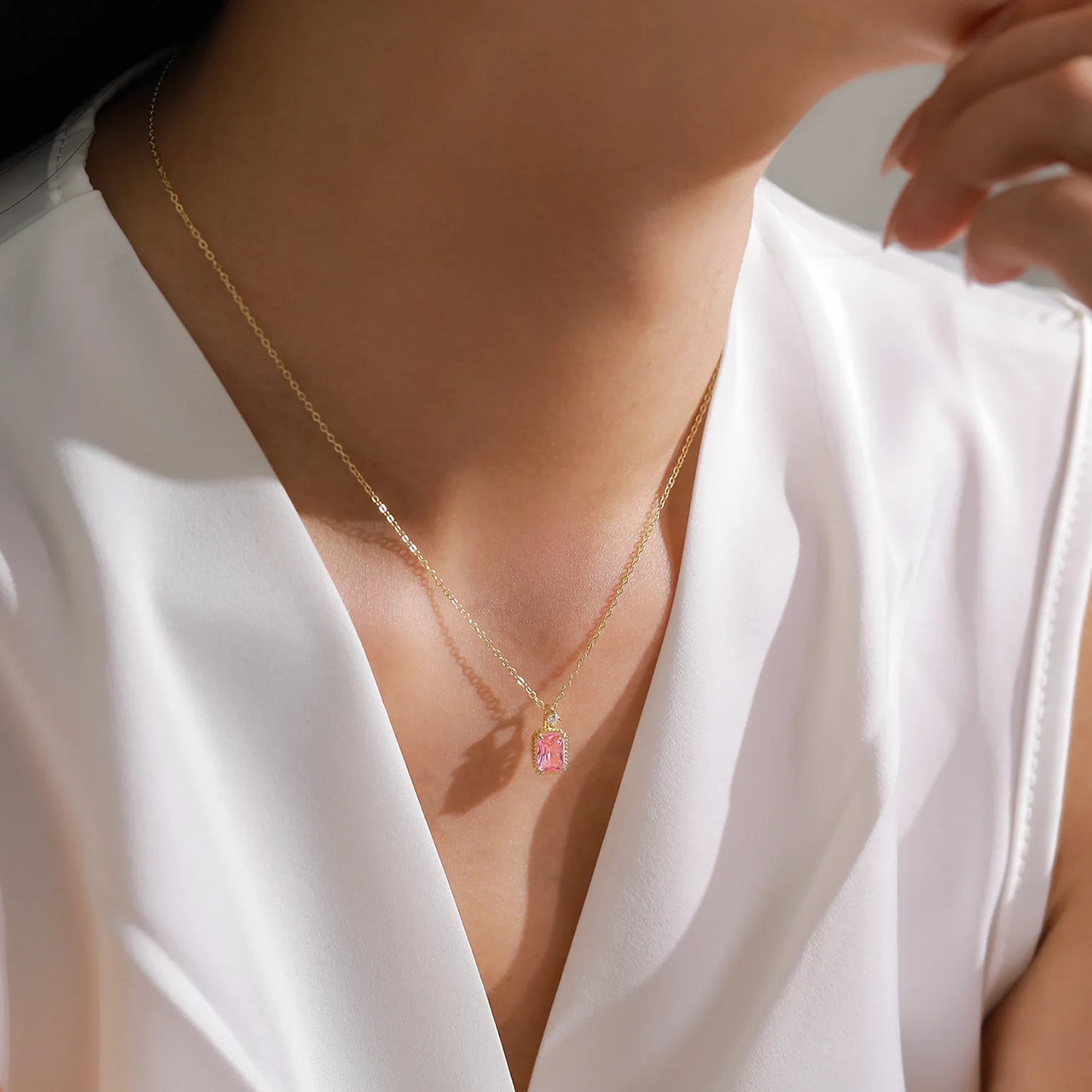 925 Sterling Silver Romantic Pink Sugar Diamond Pendant Necklace Earrings Fashion High-end Jewelry Set Gift Set
