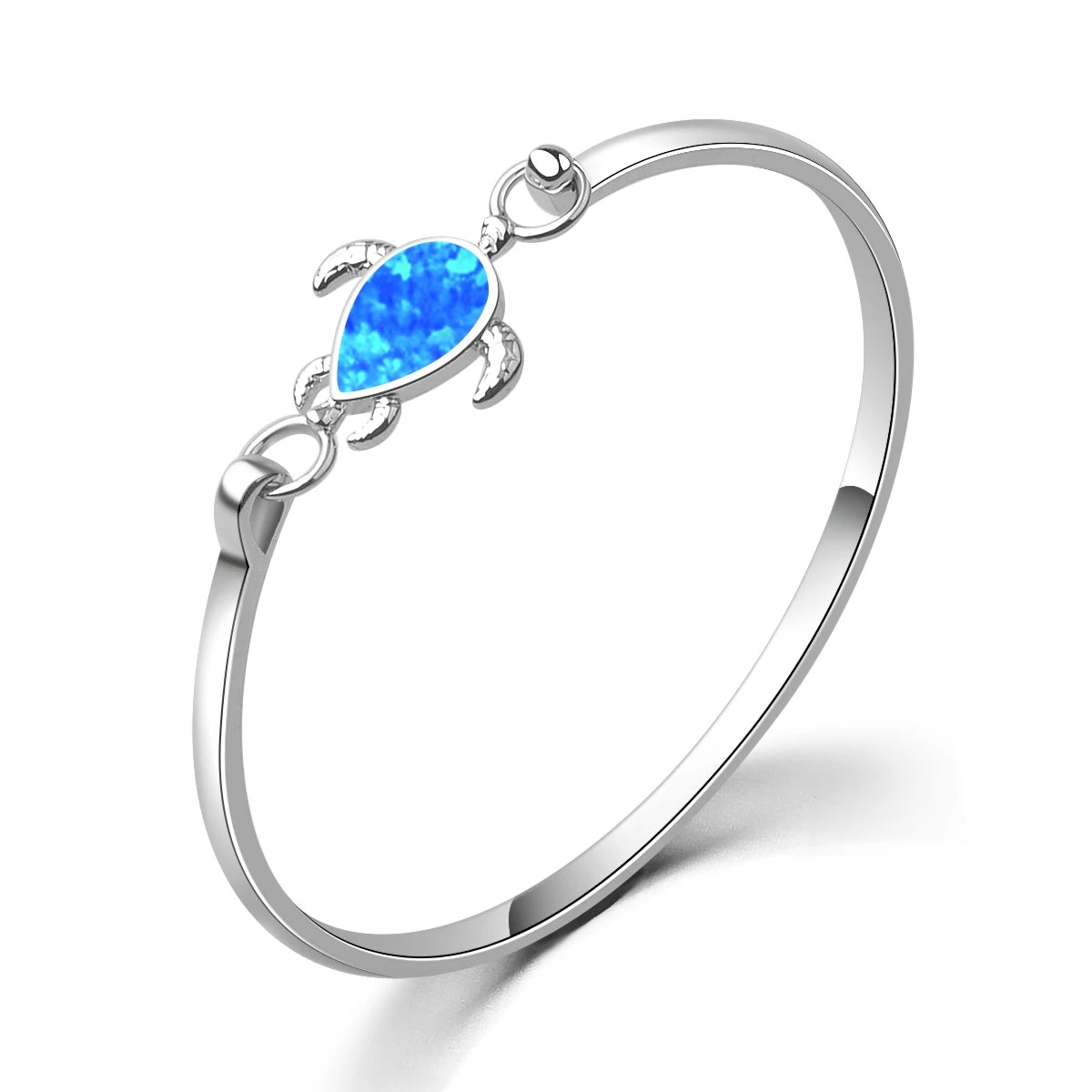 Adorable Sea Turtle Animal Design Brass Beaded Opal Bracelet-Christian Style Shimmering Blue Charm for Women's Daily Chic