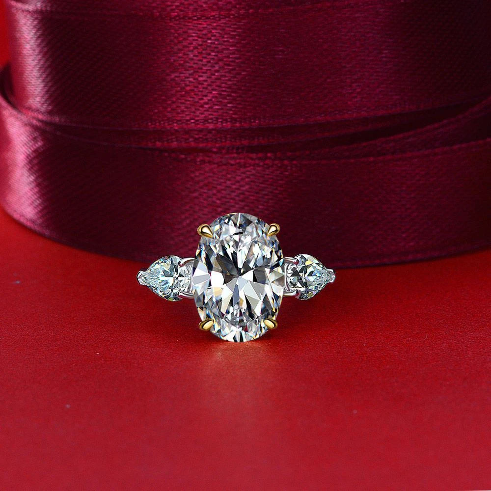 MuShan Jewelry Factory Hot Selling Platinum Plated Luxury High Carbon Diamond 10*14 European American Egg Shaped Wedding Party