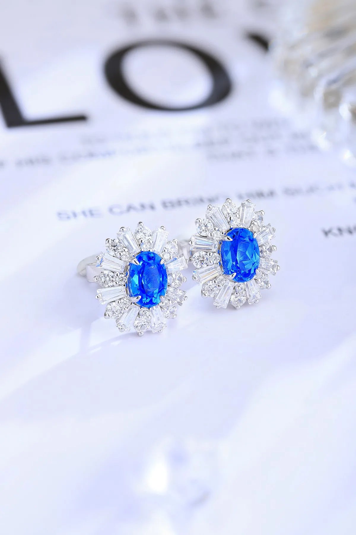 Gemfiori Anster High Quality S925 Lab Grown Cobalt Spinel Earring Stud Dainty Gemstone Stud Earrings for Women Daily Wear Gift