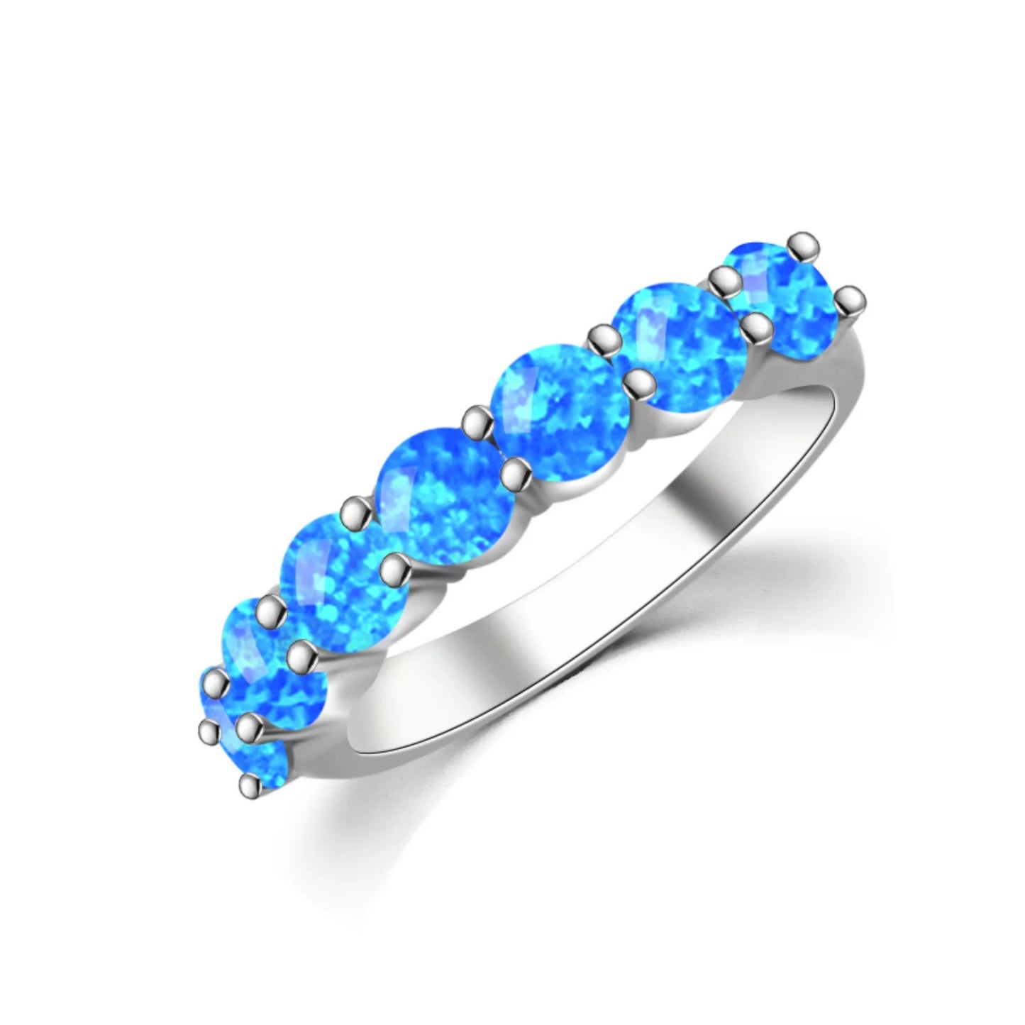 Elegant Circle Diamond Design Opal Promise Ring - Iridescent Opal & CZ Paved Band | Romantic Daily Jewelry Bulk Gifts