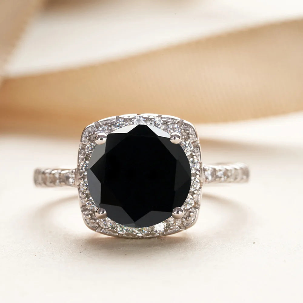 Wholesale 925 Silver PT950 Platinum Plated Square Bezel Set Round Cut 3 Carat VVS GRA Colored Moissanite Engagement Ring