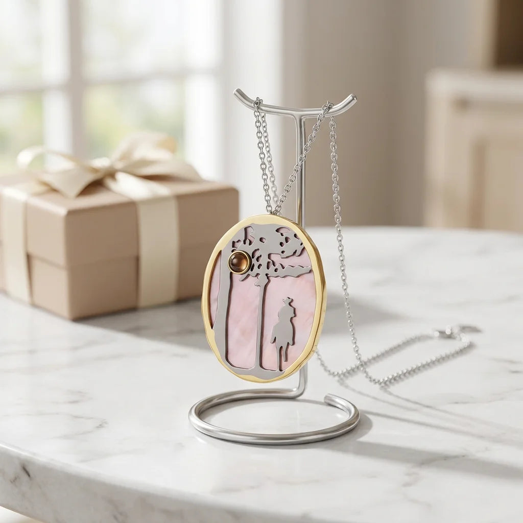 Perfect New Silver 925 18K Gold Plated Classic Citrine/Pink Mop Women's/Unisex Pendant Necklace with Factory Price
