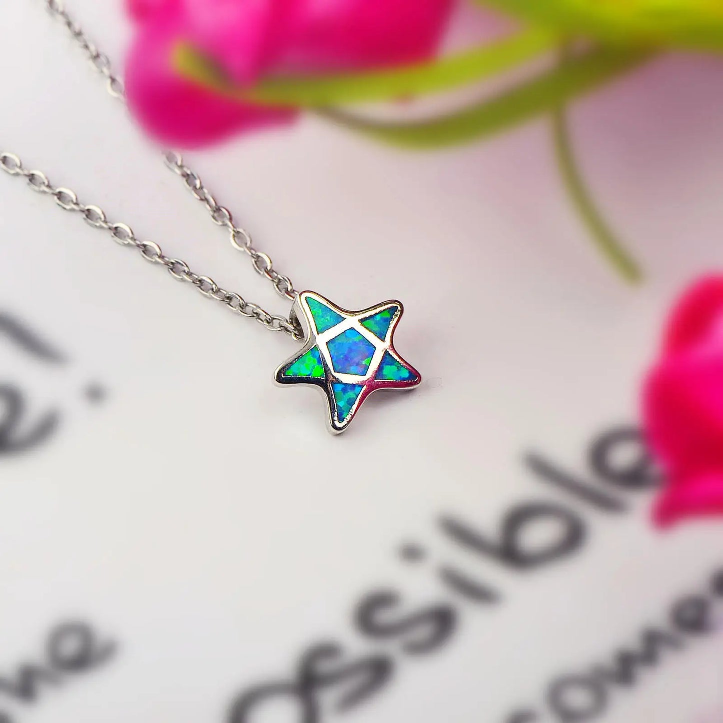 Aobao Ocean Series Opal Collar Chain Hawaiian Blue Tiny Starfish Pendant Women's Opal Fashion Jewelry Wholesale