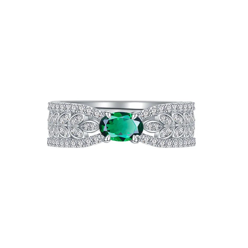 MuShan Jewelry Factory Original Design of Emerald Ring for Women Niche and High End S925 Pure Silver No Fading