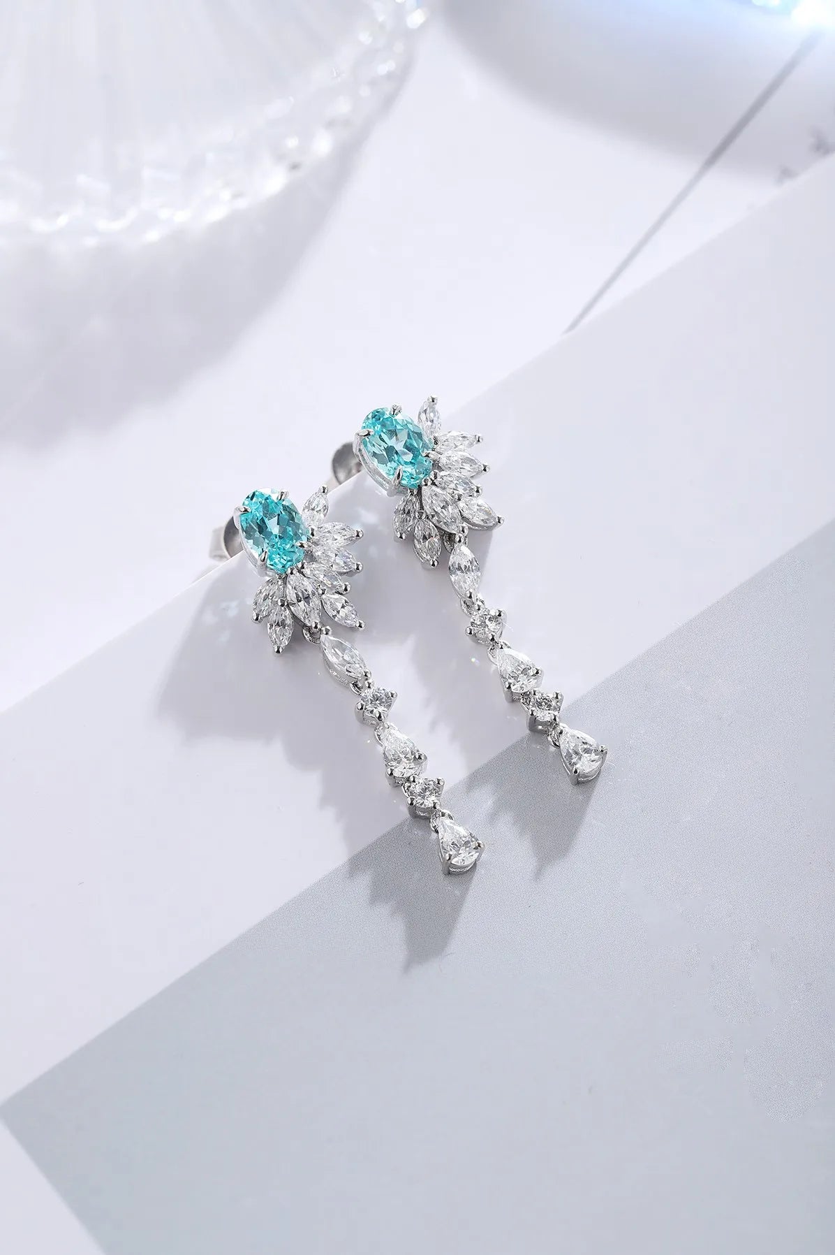 Gemfiori Anster High Quality S925 Lab Grown Paraiba Earring Stud Dainty Gemstone Stud Earrings for Women Daily Wear Gift